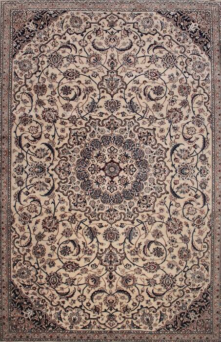 Nain White Hand Knotted 85 X 112  Area Rug 400-74426 Image 1