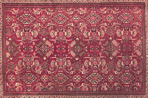 Moshk Abad Red Hand Knotted 102 X 140  Area Rug 400-74436 Image 1