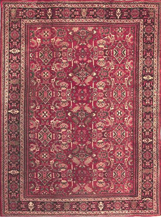 Moshk Abad Red Hand Knotted 102 X 140  Area Rug 400-74436 Image 0