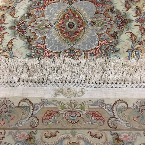 Tabriz White Hand Knotted 411 X 69  Area Rug 400-74439 Image 2
