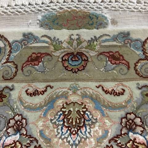 Tabriz White Hand Knotted 411 X 69  Area Rug 400-74439 Image 3