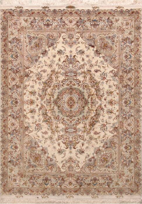 Tabriz White Hand Knotted 411 X 69  Area Rug 400-74439 Image 0