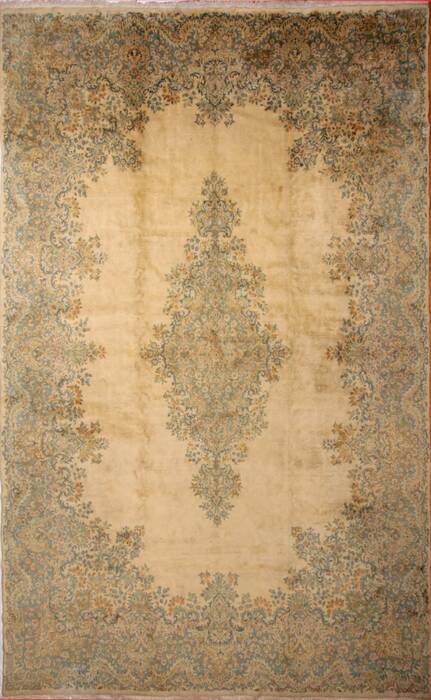 Kerman Yellow Hand Knotted 118 X 189  Area Rug 400-74442 Image 0