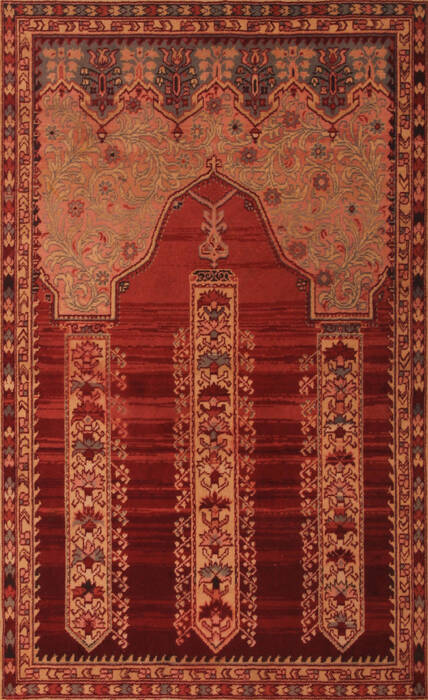Hereke Red Hand Knotted 47 X 65  Area Rug 400-74445 Image 5