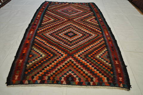 Kilim Multicolor Runner Flat Woven 411 X 103  Area Rug 100-74651 Image 2