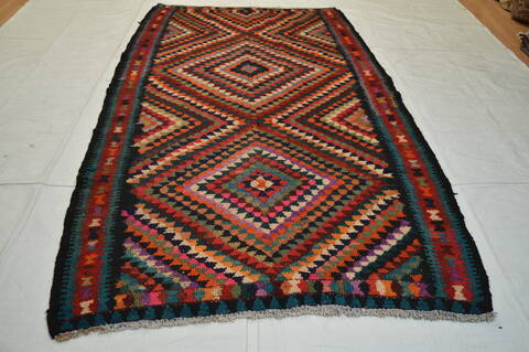 Kilim Multicolor Runner Flat Woven 411 X 103  Area Rug 100-74651 Image 3