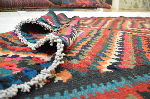 Kilim Multicolor Runner Flat Woven 411 X 103  Area Rug 100-74651 Image 5