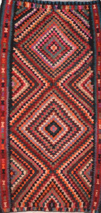 Kilim Multicolor Runner Flat Woven 411 X 103  Area Rug 100-74651 Image 0