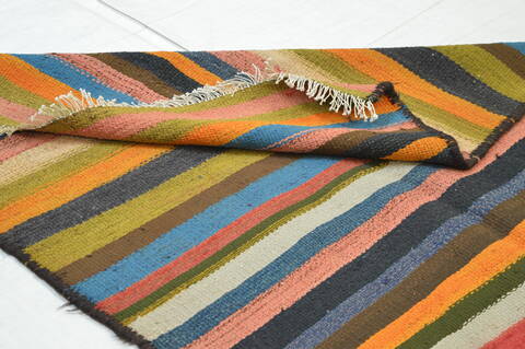 Kilim Multicolor Runner Flat Woven 42 X 91  Area Rug 100-74652 Image 7
