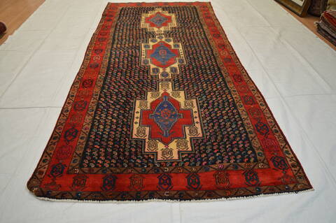 Hamedan Blue Runner Hand Knotted 50 X 118  Area Rug 100-74718 Image 3