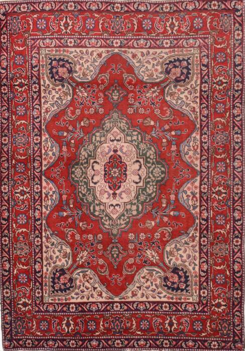Tabriz Red Hand Knotted 45 X 64  Area Rug 100-74771 Image 0