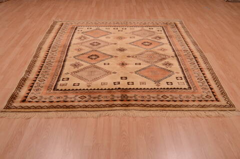 Shiraz Brown Square Hand Knotted 68 X 710  Area Rug 100-74854 Image 2