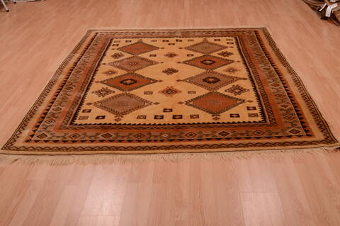 Shiraz Brown Square Hand Knotted 68 X 710  Area Rug 100-74854 Image 3