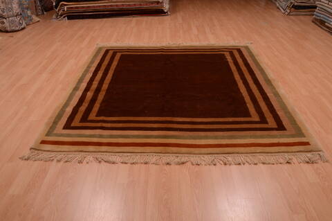 Shiraz Brown Square Hand Knotted 68 X 76  Area Rug 100-74856 Image 5