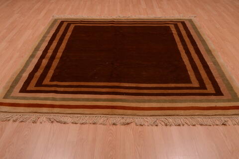 Shiraz Brown Square Hand Knotted 68 X 76  Area Rug 100-74856 Image 6