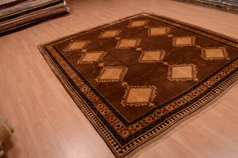 Shiraz Brown Hand Knotted 83 X 90  Area Rug 100-74858 Image 10