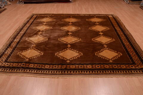 Shiraz Brown Hand Knotted 83 X 90  Area Rug 100-74858 Image 4