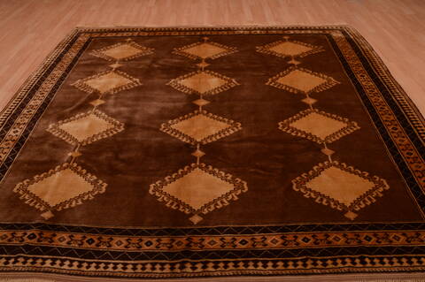 Shiraz Brown Hand Knotted 83 X 90  Area Rug 100-74858 Image 5
