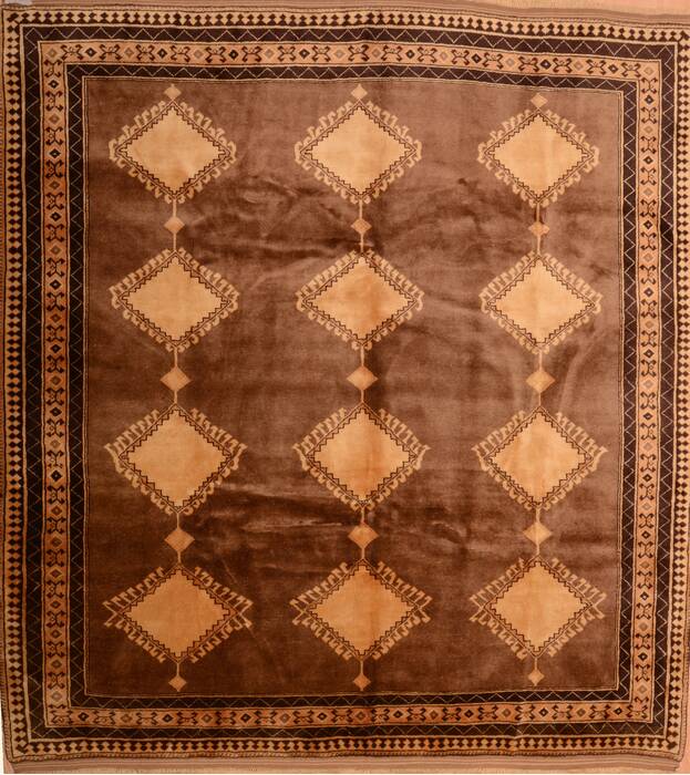Shiraz Brown Hand Knotted 83 X 90  Area Rug 100-74858 Image 0