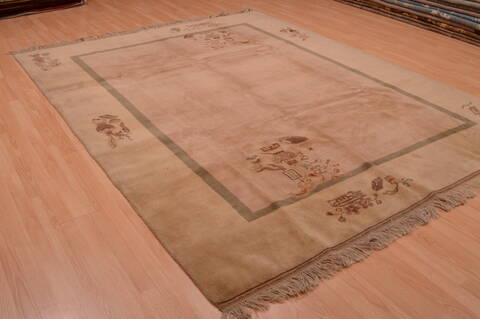 Mid-century Green Hand Knotted 77 X 99  Area Rug 100-74859 Image 1