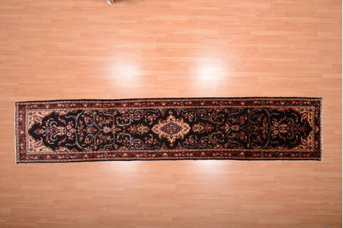 Hamedan Black Runner Hand Knotted 29 X 1310  Area Rug 100-74876 Image 10