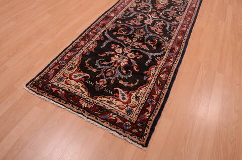 Hamedan Black Runner Hand Knotted 29 X 1310  Area Rug 100-74876 Image 1