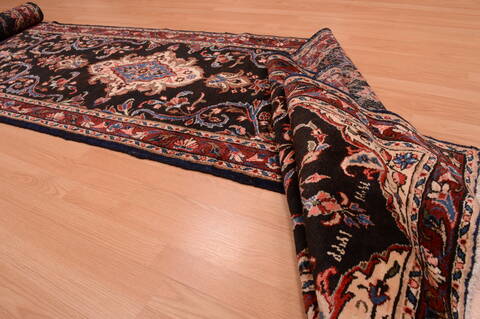 Hamedan Black Runner Hand Knotted 29 X 1310  Area Rug 100-74876 Image 2