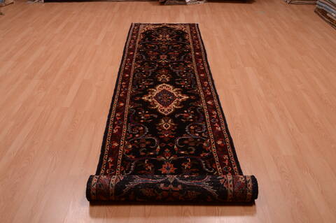 Hamedan Black Runner Hand Knotted 29 X 1310  Area Rug 100-74876 Image 6