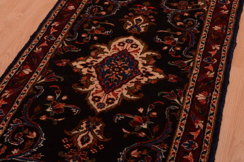 Hamedan Black Runner Hand Knotted 29 X 1310  Area Rug 100-74876 Image 7