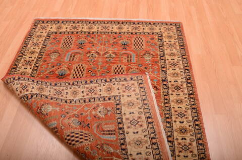 Chobi Orange Hand Knotted 41 X 59  Area Rug 100-75237 Image 11