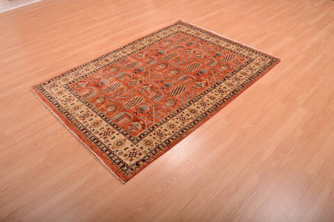 Chobi Orange Hand Knotted 41 X 59  Area Rug 100-75237 Image 2