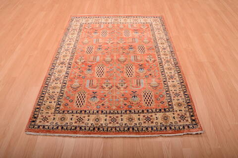 Chobi Orange Hand Knotted 41 X 59  Area Rug 100-75237 Image 3