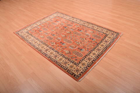 Chobi Orange Hand Knotted 41 X 59  Area Rug 100-75237 Image 4