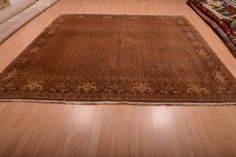 Tabriz Brown Square Hand Knotted 96 X 97  Area Rug 100-75335 Image 1
