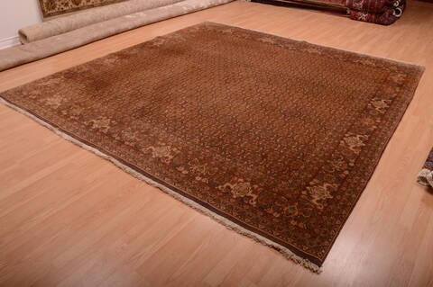 Tabriz Brown Square Hand Knotted 96 X 97  Area Rug 100-75335 Image 2