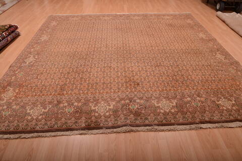 Tabriz Brown Square Hand Knotted 96 X 97  Area Rug 100-75335 Image 4