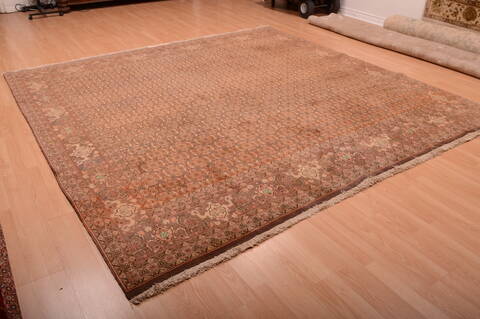 Tabriz Brown Square Hand Knotted 96 X 97  Area Rug 100-75335 Image 5