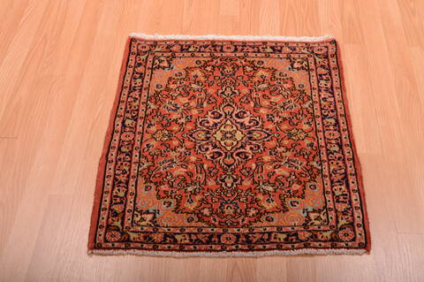 Sarouk Red Square Hand Knotted 22 X 25  Area Rug 100-75392 Image 1