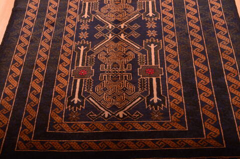 Baluch Blue Runner Hand Knotted 36 X 67  Area Rug 100-75458 Image 10