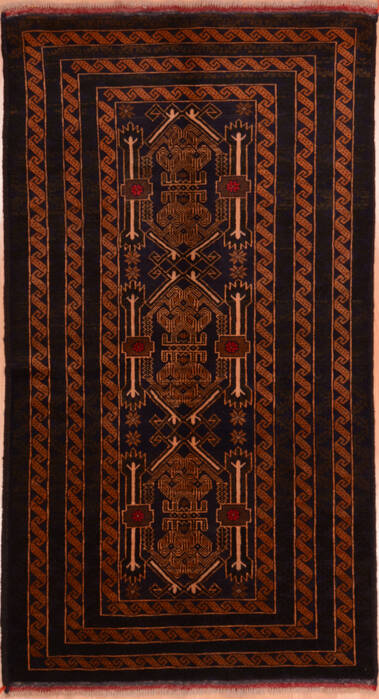 Baluch Blue Runner Hand Knotted 36 X 67  Area Rug 100-75458 Image 0