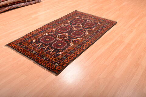 Baluch Black Hand Knotted 36 X 63  Area Rug 100-75460 Image 11
