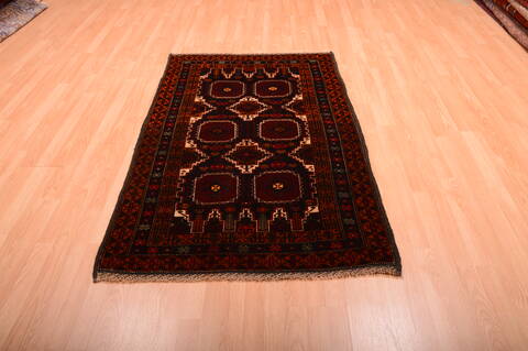 Baluch Black Hand Knotted 36 X 63  Area Rug 100-75460 Image 1