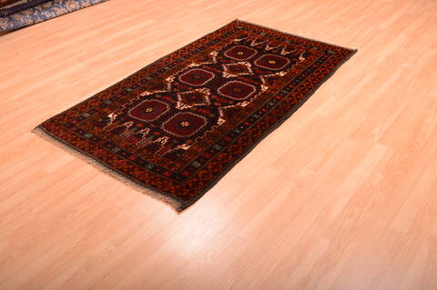 Baluch Black Hand Knotted 36 X 63  Area Rug 100-75460 Image 2
