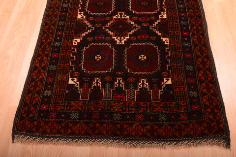Baluch Black Hand Knotted 36 X 63  Area Rug 100-75460 Image 3