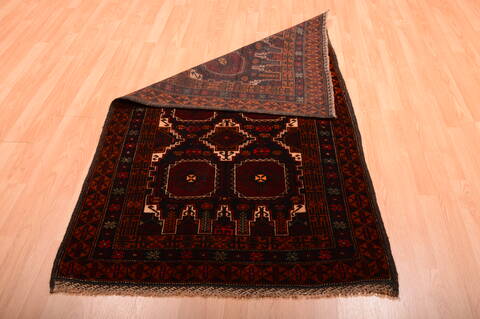 Baluch Black Hand Knotted 36 X 63  Area Rug 100-75460 Image 5