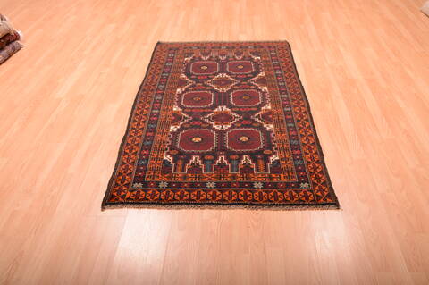 Baluch Black Hand Knotted 36 X 63  Area Rug 100-75460 Image 9