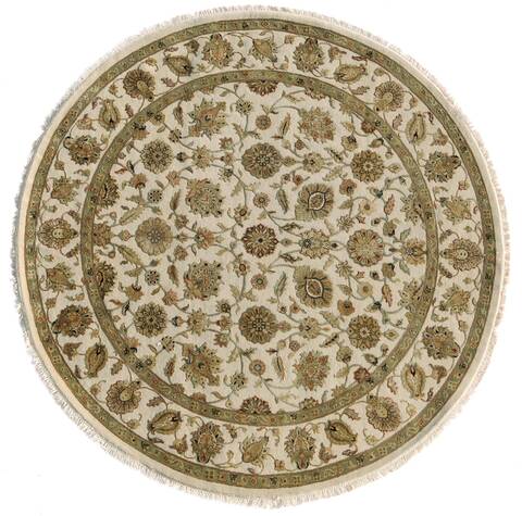 Jaipur White Round Hand Knotted 100 X 100  Area Rug 901-75727 Image 0