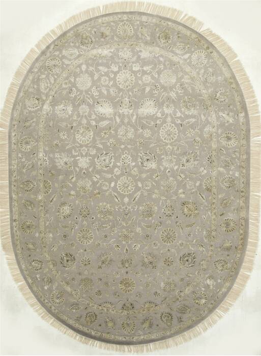 Jaipur Grey Oval Hand Knotted 100 X 140  Area Rug 901-75739 Image 0