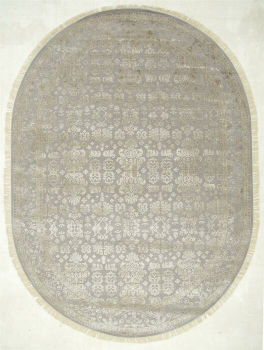 Jaipur Grey Oval Hand Knotted 83 X 116  Area Rug 901-75785 Image 0