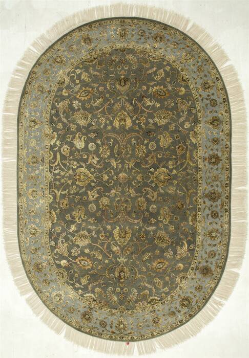 Jaipur Green Oval Hand Knotted 83 X 116  Area Rug 901-75786 Image 0